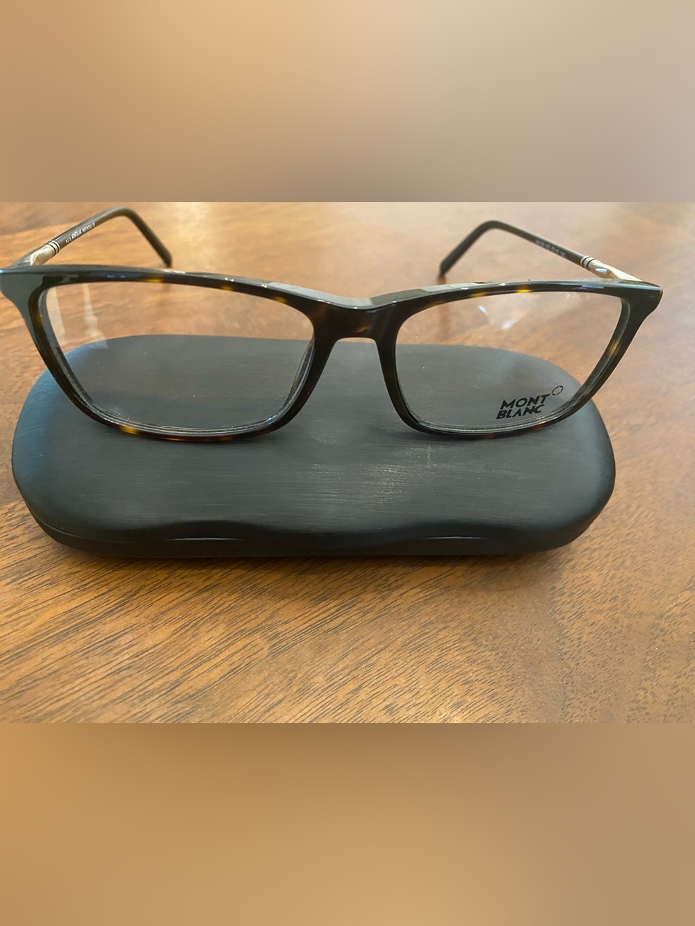 Montblanc Tortoiseshell Rectangular Eyeglasses